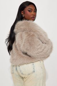Already Chose Faux Fur Jacket - Grey sold by Fashion Nova