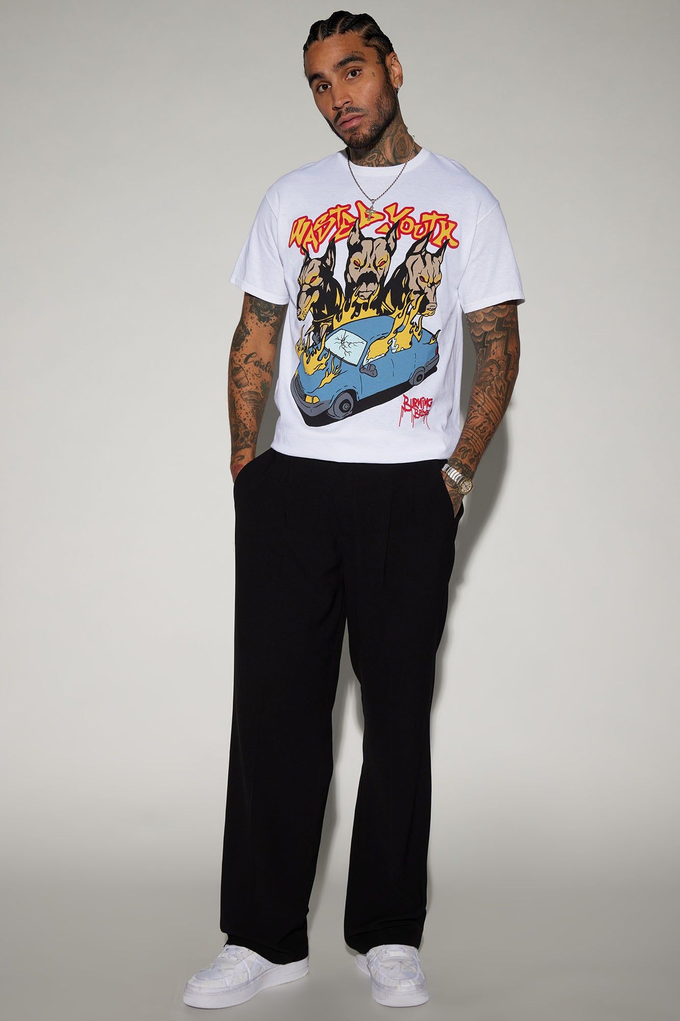 Wasted Youth Burning Bridges Short Sleeve Tee - White sold by Fashion Nova product image thumbnail 2