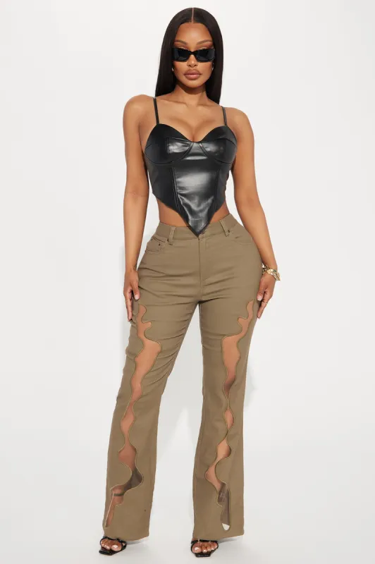Sneak Peak Flare Pant - Olive sold by Fashion Nova
