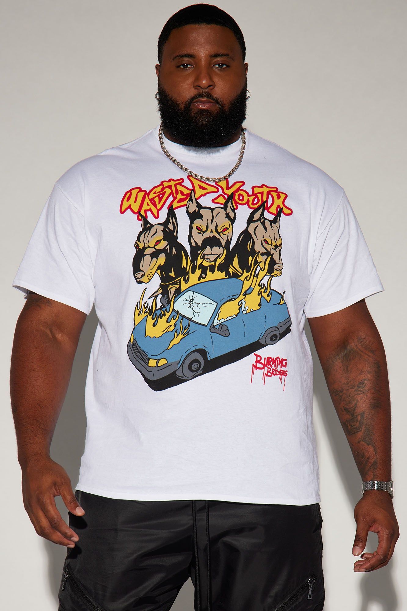 Wasted Youth Burning Bridges Short Sleeve Tee - White sold by Fashion Nova product image thumbnail 4