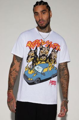 Wasted Youth Burning Bridges Short Sleeve Tee - White sold by Fashion Nova