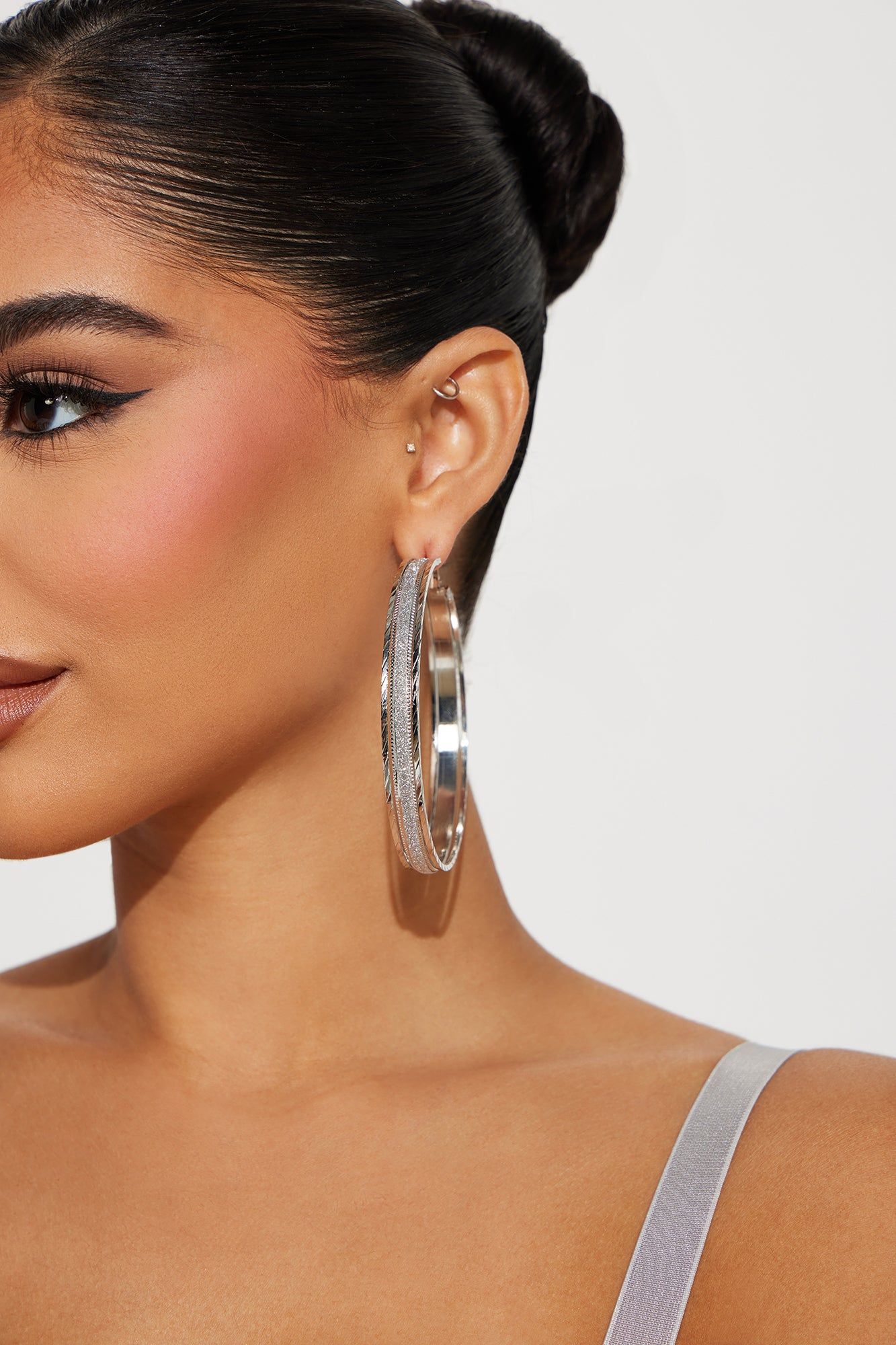 Hoop Galore Earring Set - Silver sold by Fashion Nova