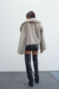 Already Chose Faux Fur Jacket - Grey sold by Fashion Nova