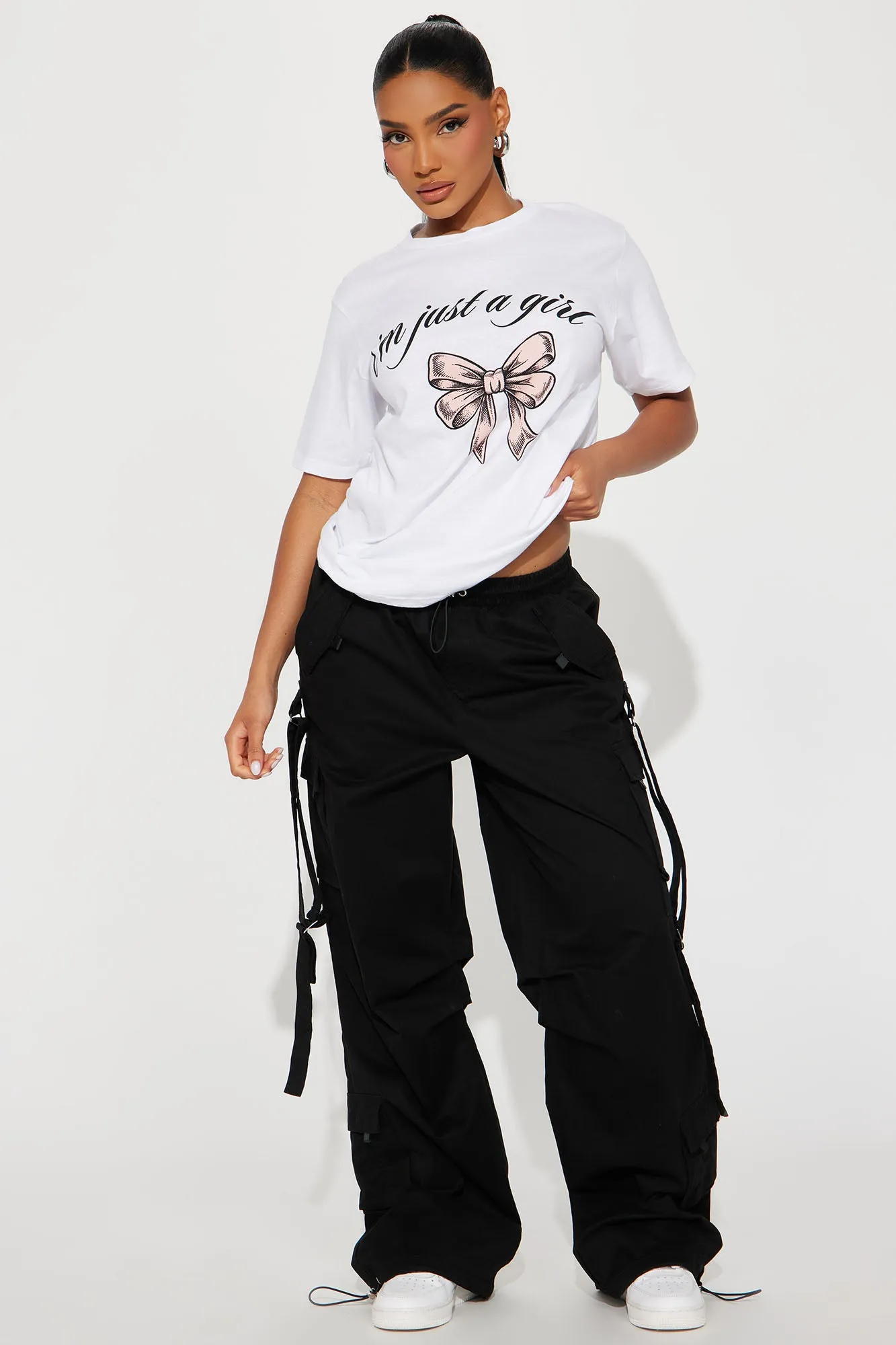 I'm Just A Girl Bow Tee - White sold by Fashion Nova product image thumbnail 2