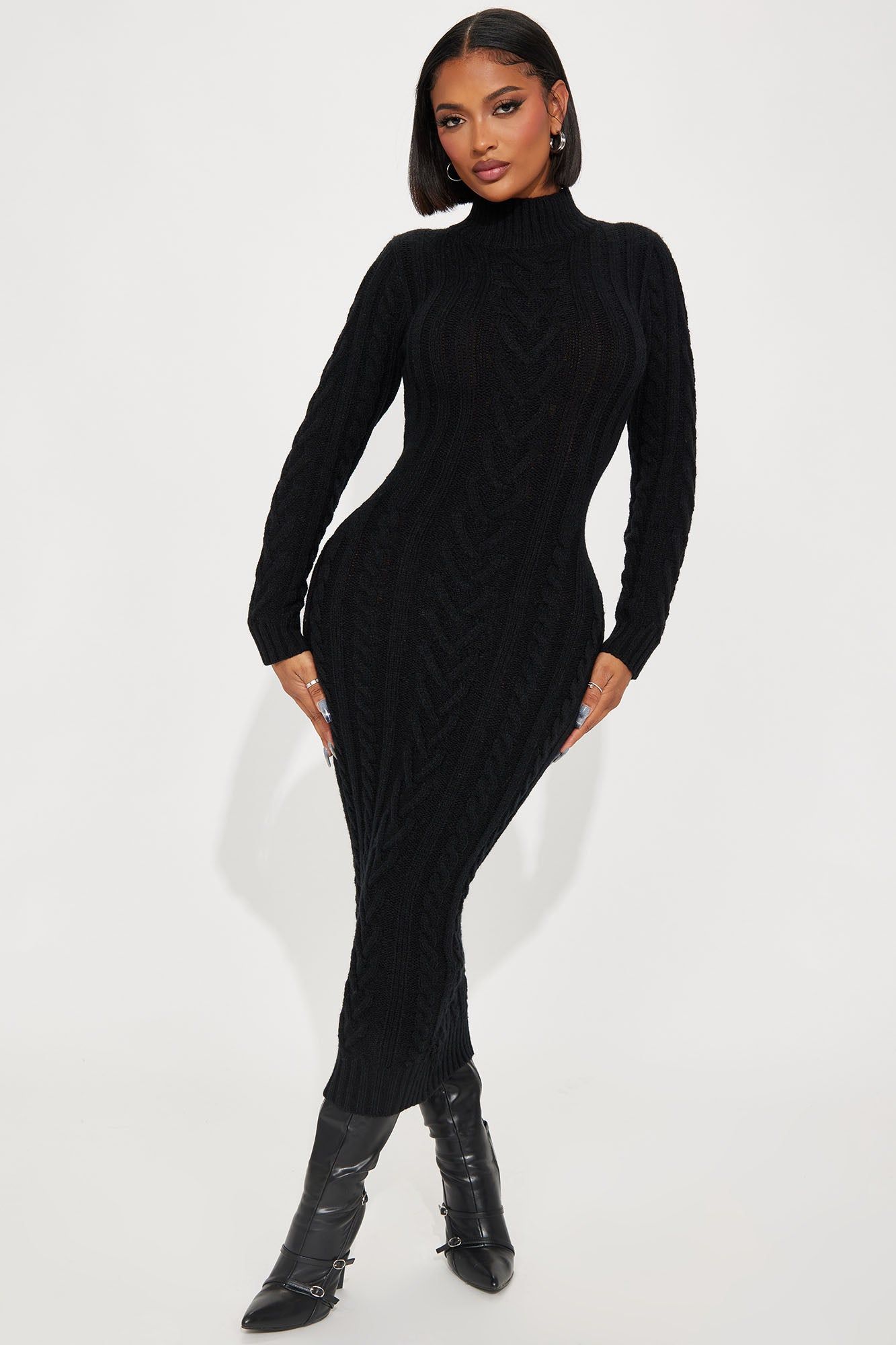 Lisa Sweater Maxi Dress - Black sold by Fashion Nova