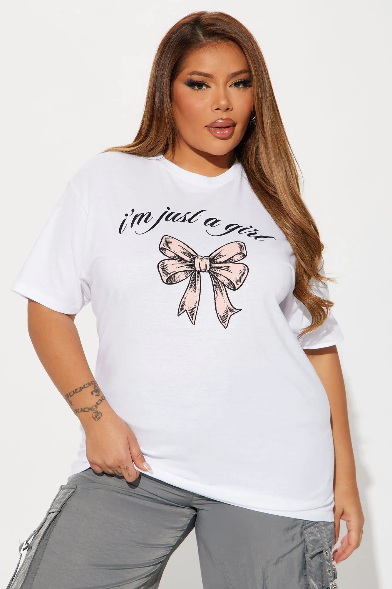 I'm Just A Girl Bow Tee - White sold by Fashion Nova product image thumbnail 4