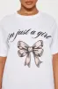 I'm Just A Girl Bow Tee - White sold by Fashion Nova