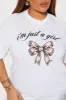 I'm Just A Girl Bow Tee - White sold by Fashion Nova