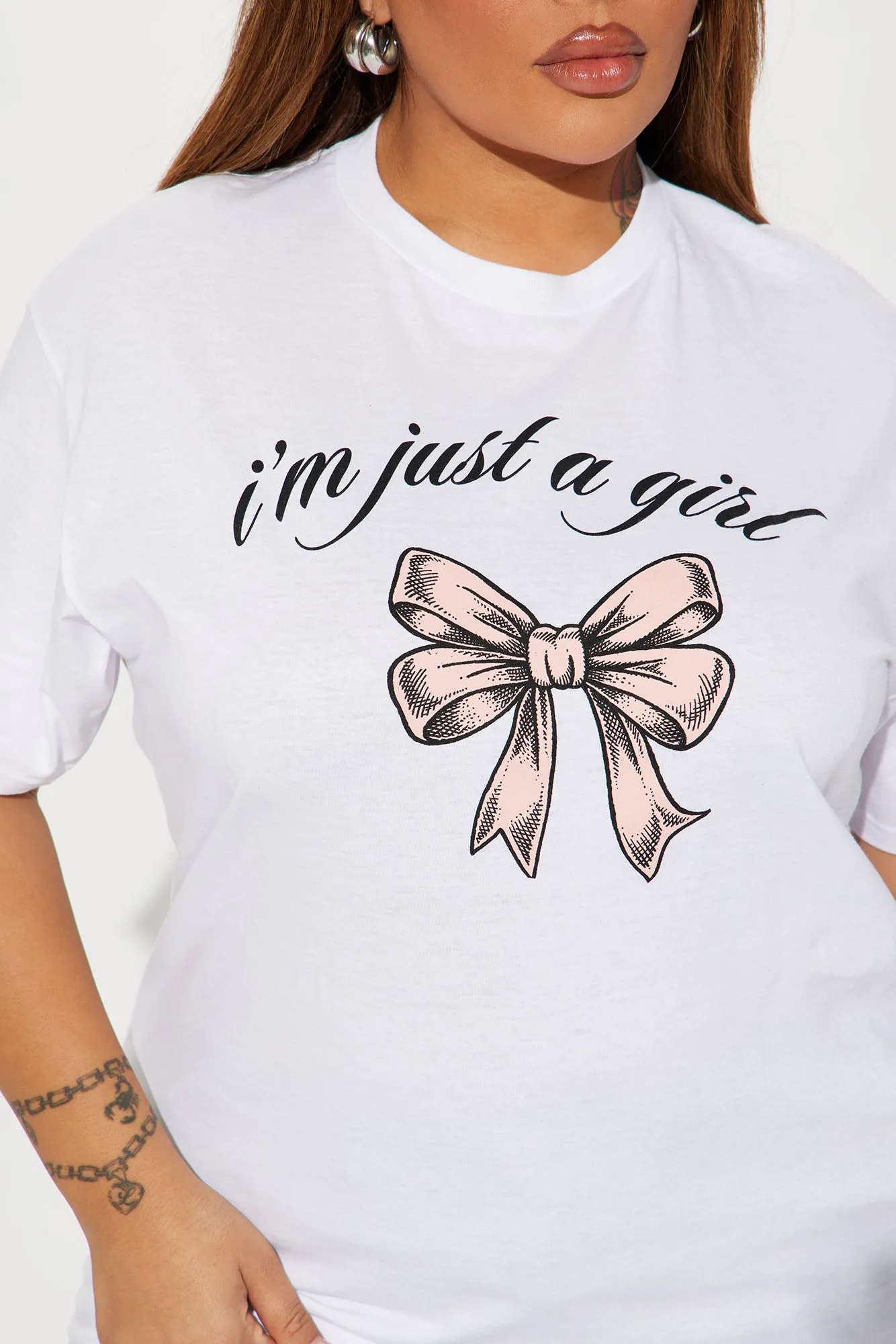 I'm Just A Girl Bow Tee - White sold by Fashion Nova product image thumbnail 5