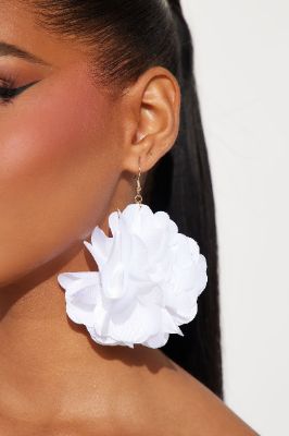 Roses Only Drop Earrings - White sold by Fashion Nova