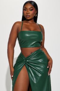 Shelley Faux Leather Skirt Set - Hunter sold by Fashion Nova
