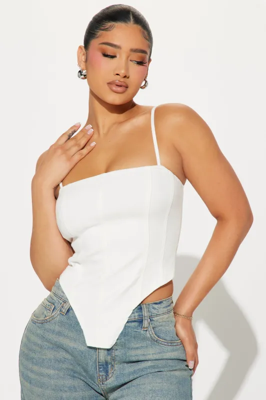Harley Denim Corset Top - White sold by Fashion Nova