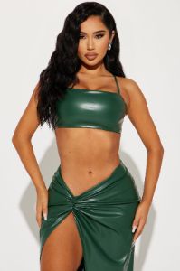 Shelley Faux Leather Skirt Set - Hunter sold by Fashion Nova