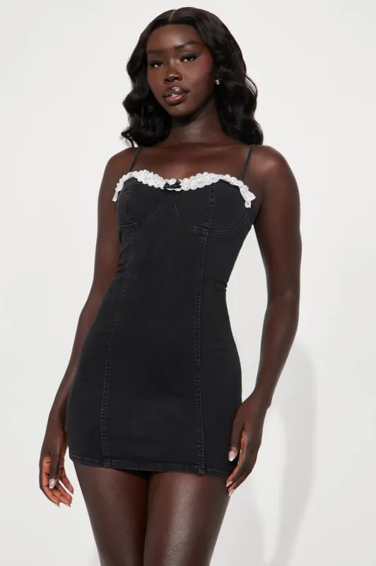 Drue Denim Micro Mini Dress - Black Wash sold by Fashion Nova