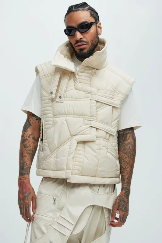 Split Vision Quilted Vest - Cream sold by Fashion Nova