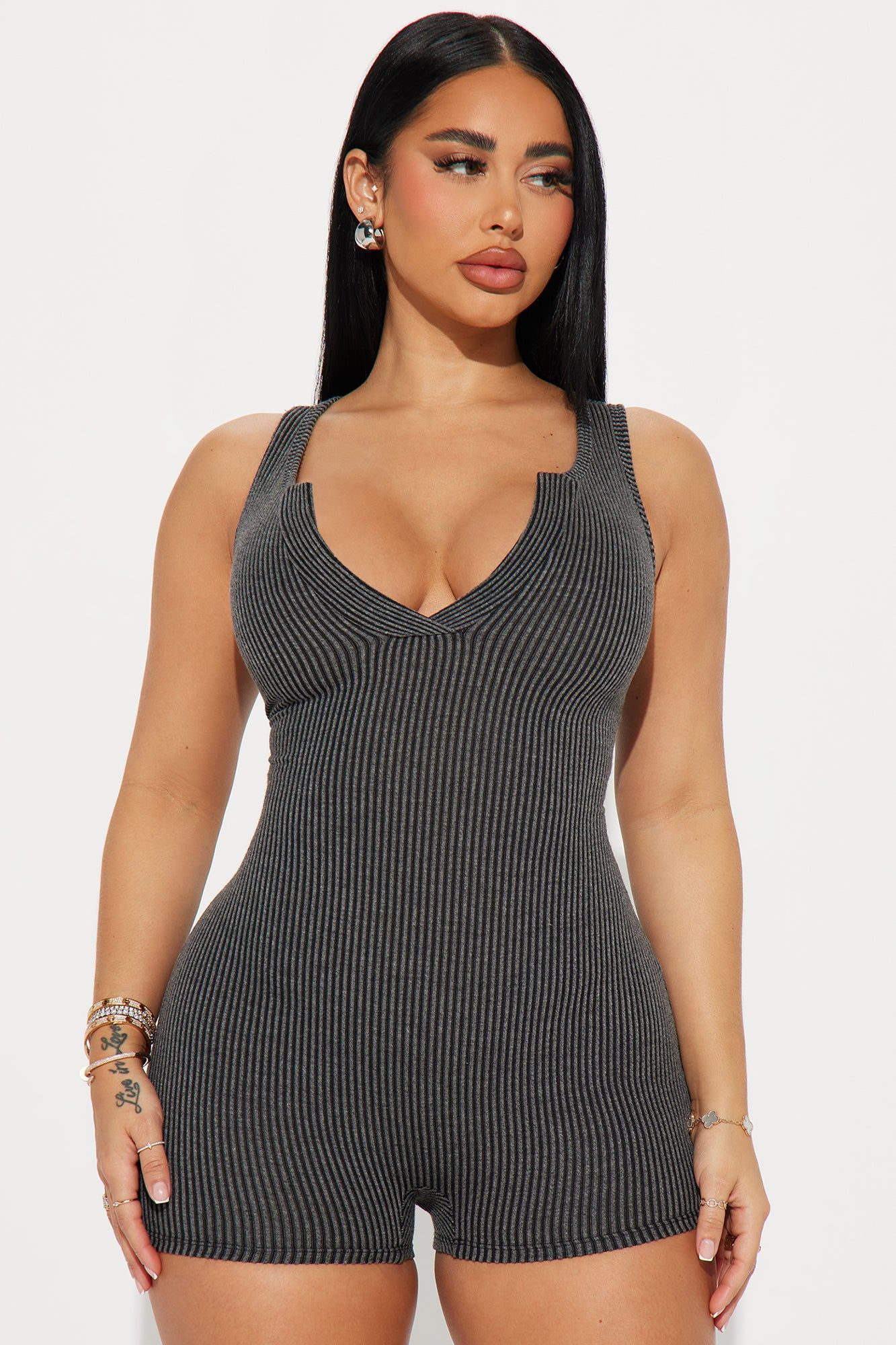 Leanne Ribbed Romper - Black sold by Fashion Nova product image thumbnail 2
