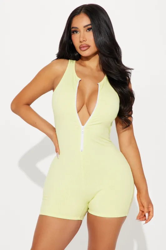 Amina Snatched Romper - Citron sold by Fashion Nova