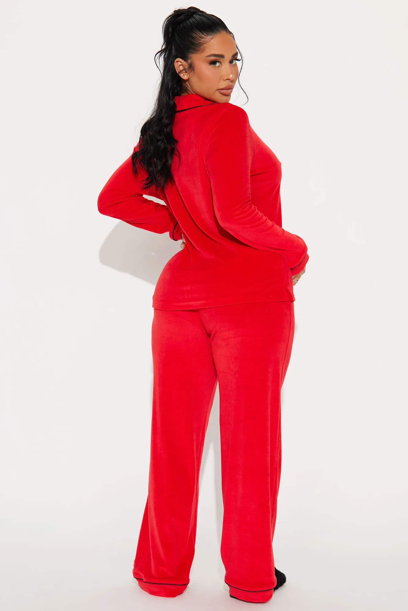 Head In The Clouds Velvet PJ Pant Set - Red sold by Fashion Nova product image thumbnail 4