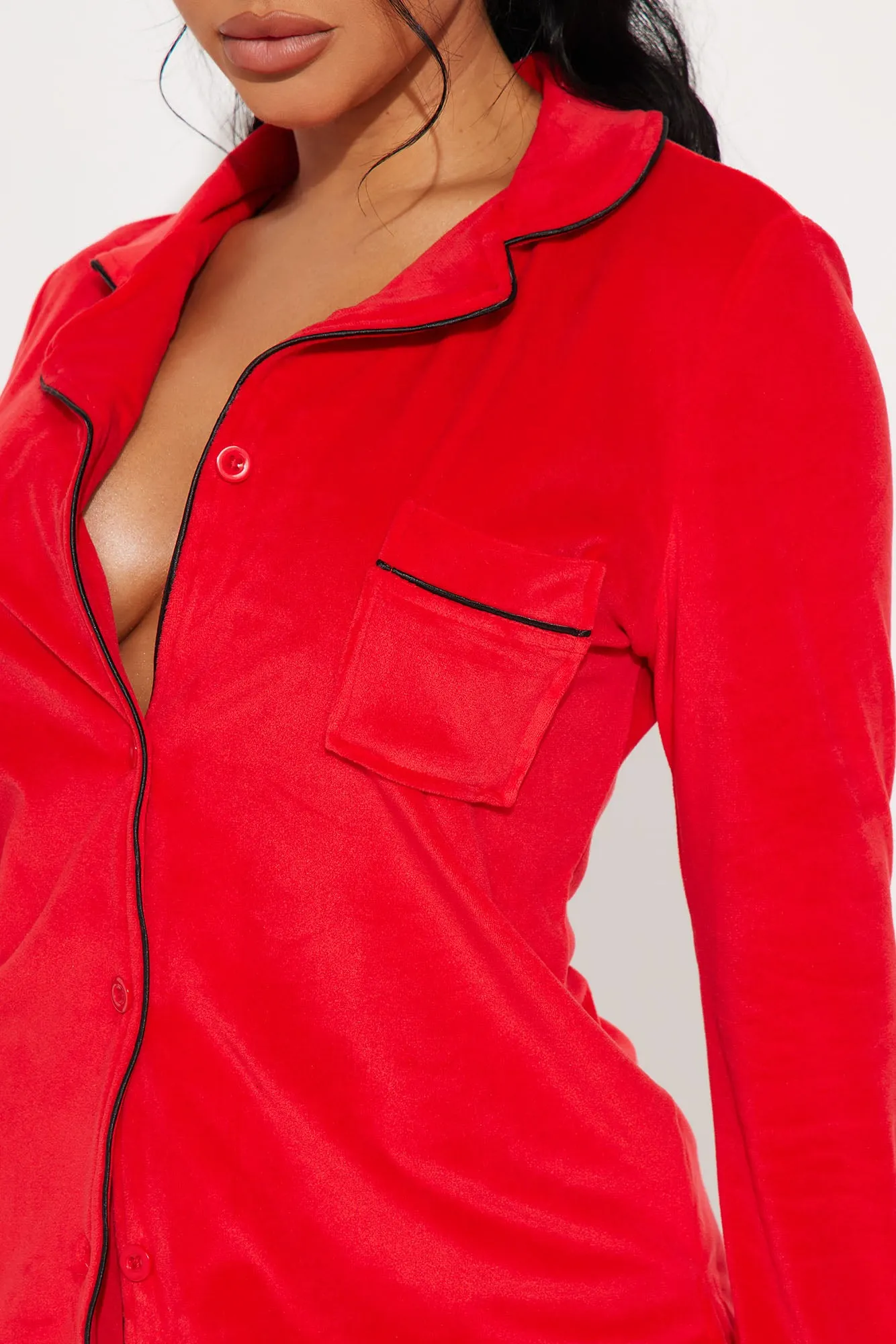 Head In The Clouds Velvet PJ Pant Set - Red sold by Fashion Nova product image thumbnail 3