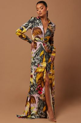 Teresa Floral Satin Maxi Dress - Multi Color sold by Fashion Nova