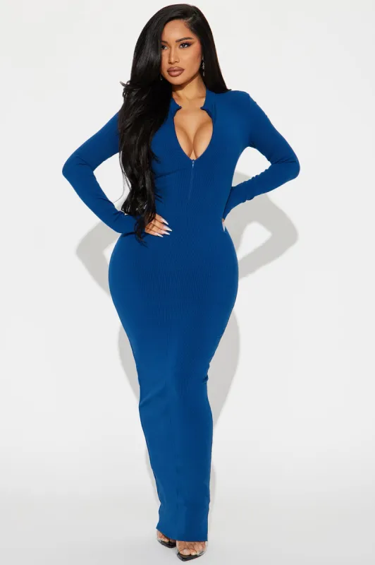 Rina Snatched Maxi Dress - Navy sold by Fashion Nova