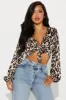 Jungle Queen Leopard Blouse Top - Brown/combo sold by Fashion Nova