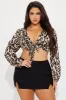 Jungle Queen Leopard Blouse Top - Brown/combo sold by Fashion Nova
