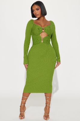 Stephanie Sweater Midi Dress - Green sold by Fashion Nova