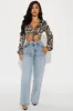 Jungle Queen Leopard Blouse Top - Brown/combo sold by Fashion Nova