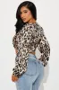 Jungle Queen Leopard Blouse Top - Brown/combo sold by Fashion Nova