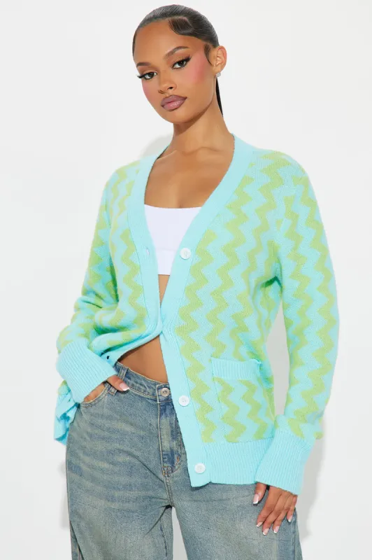 Leave Your Mark Cardigan - Blue/combo sold by Fashion Nova