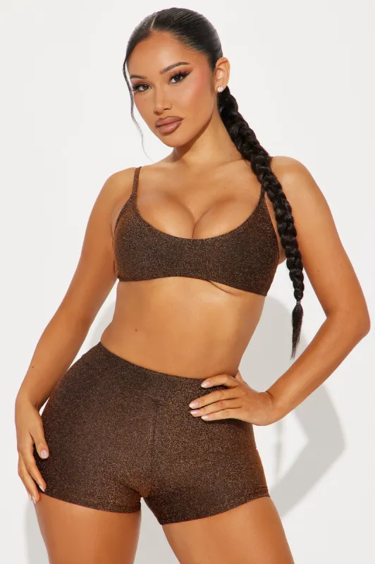June Shimmer Boyshort 2 Piece Bikini - Bronze sold by Fashion Nova