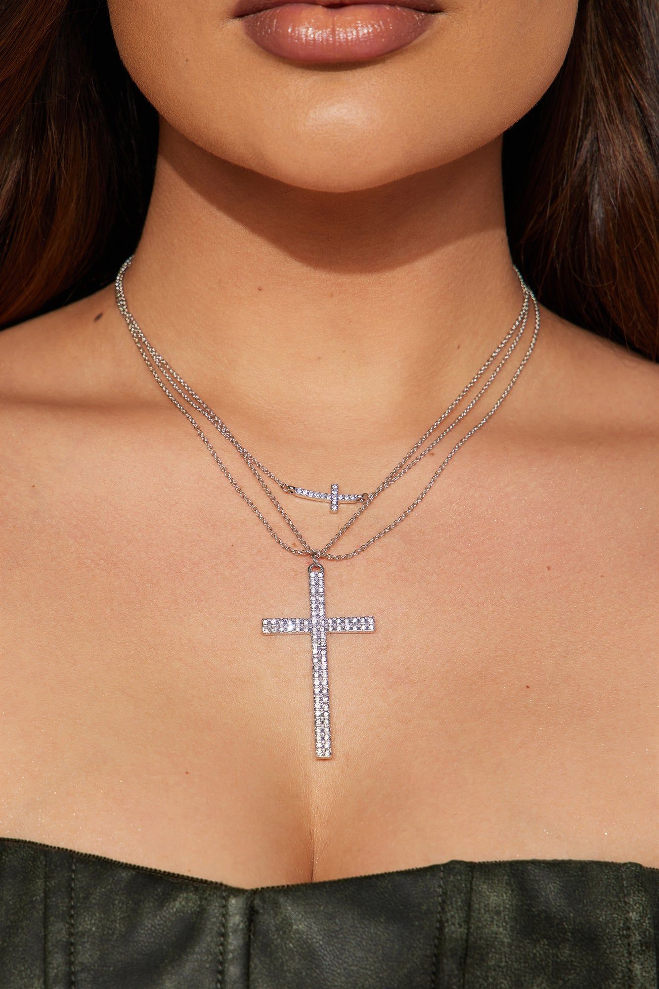 Whole Lotta Faith Layered Necklace - Silver sold by Fashion Nova