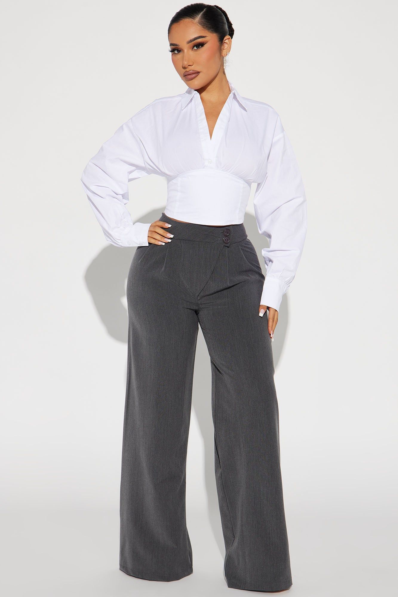 Wasting Time Cropped Shirt - White sold by Fashion Nova product image thumbnail 2