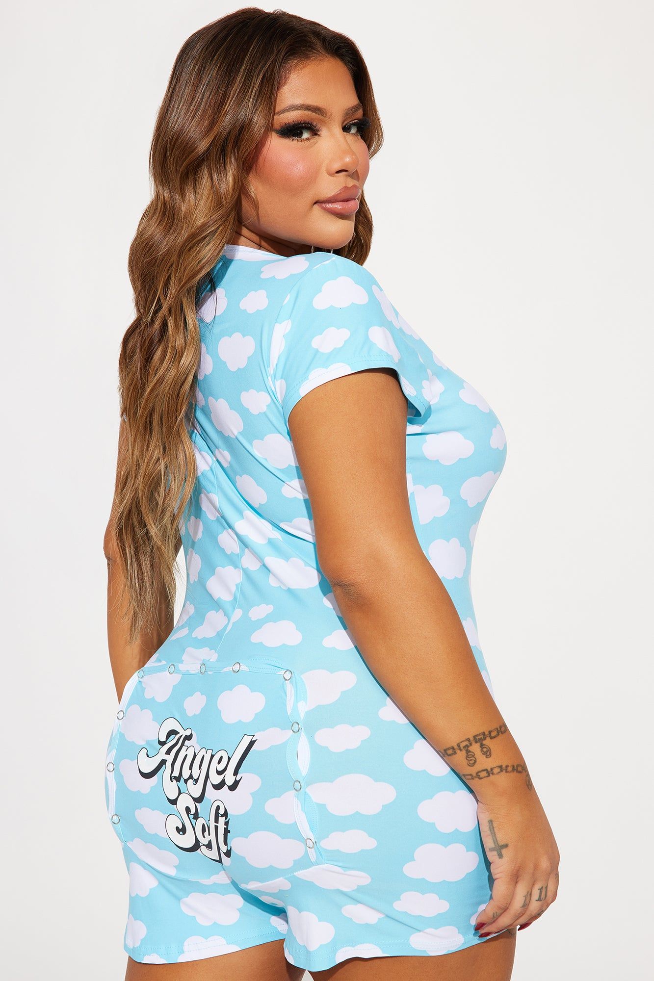Angel Soft PJ Romper Onesie - Blue/combo sold by Fashion Nova product image thumbnail 5