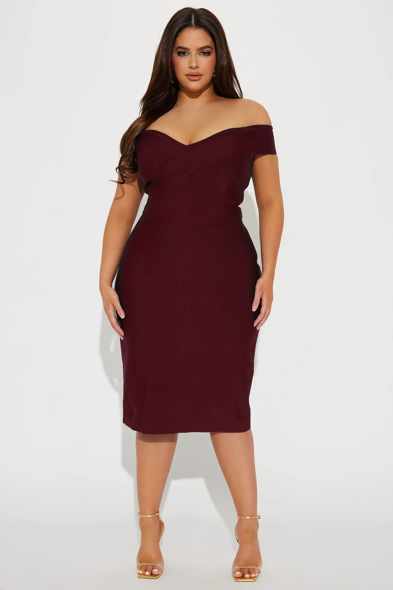 Amy Bandage Midi Dress - Burgundy sold by Fashion Nova product image thumbnail 4