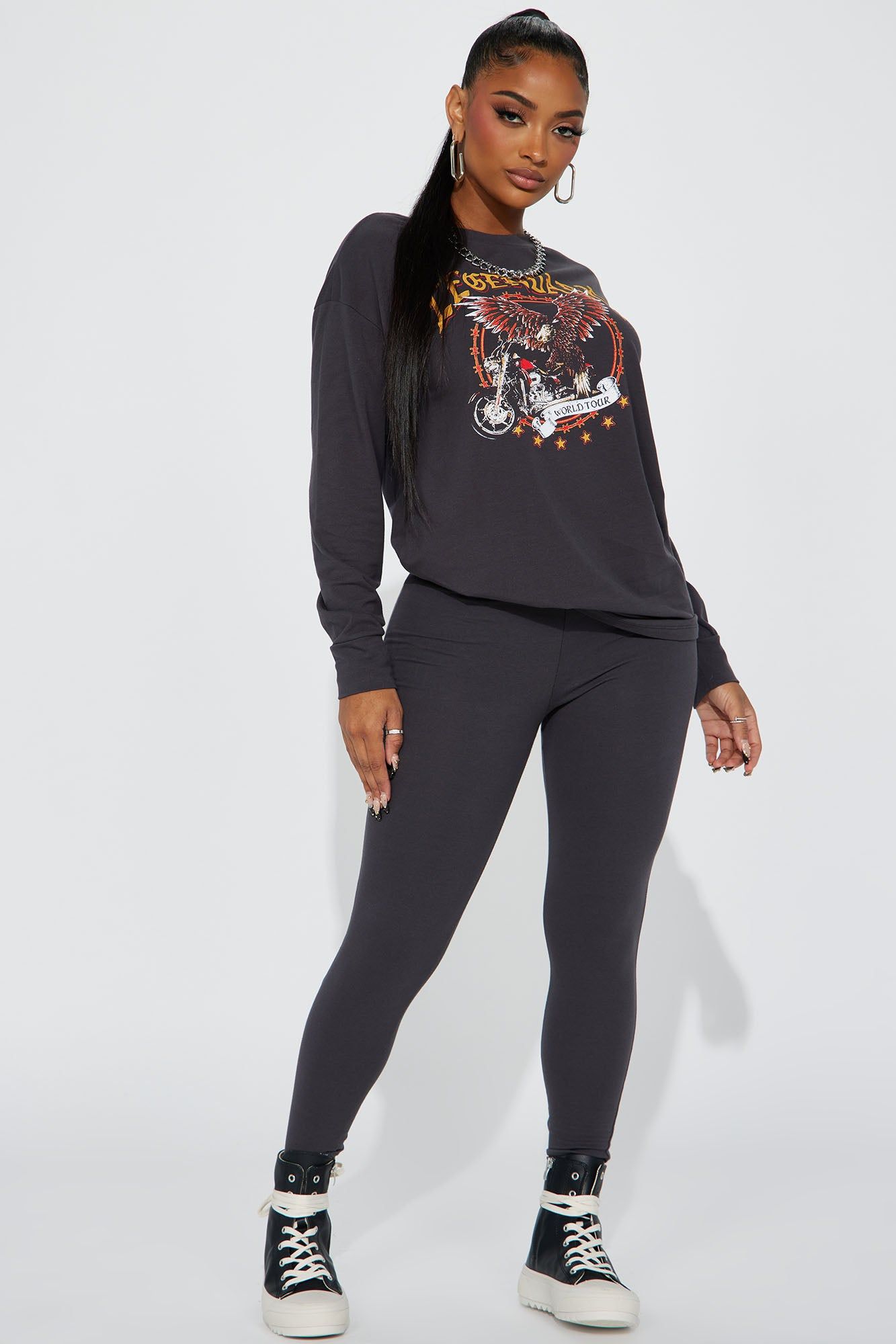 Legendary World Tour Legging Set - Charcoal sold by Fashion Nova