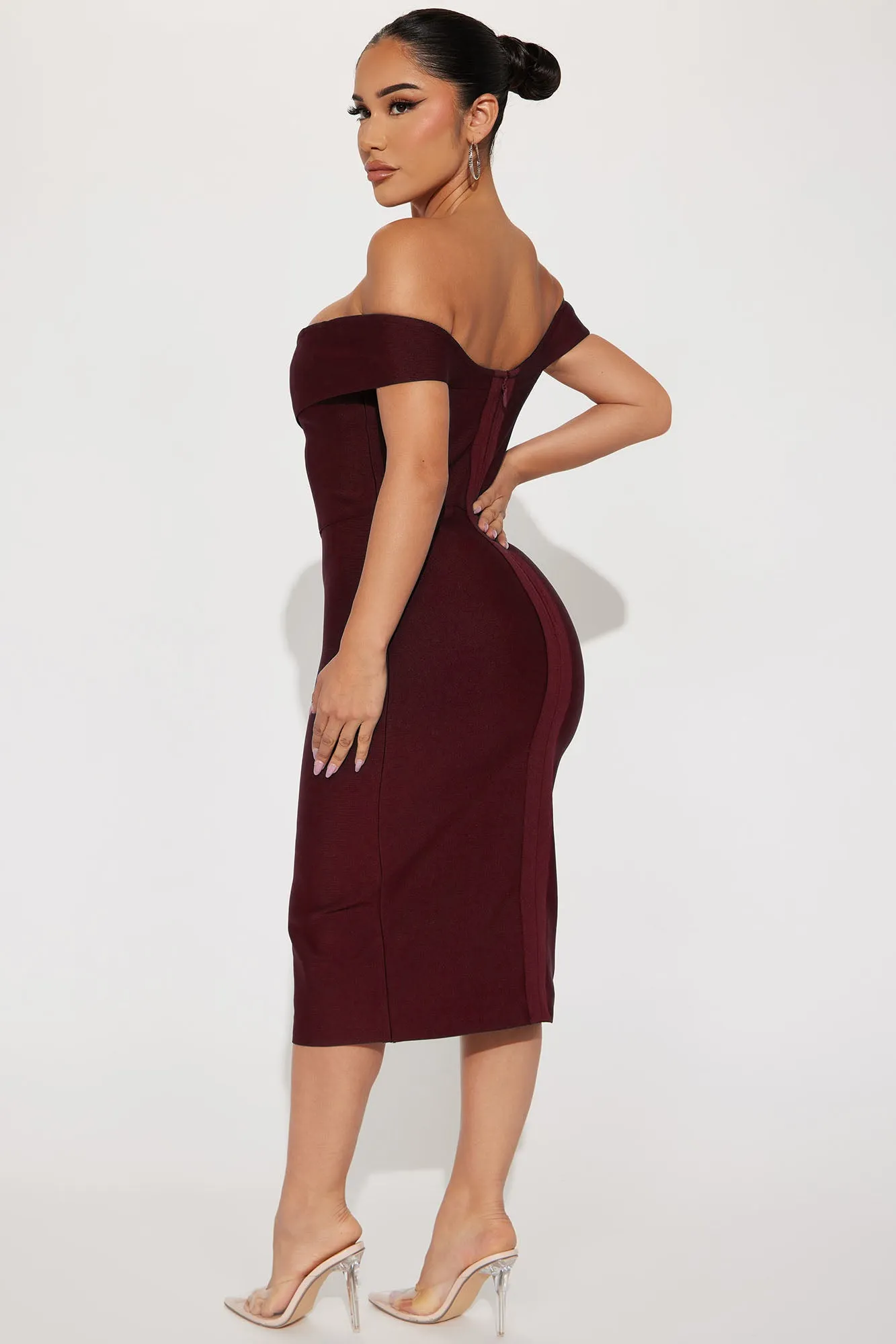 Amy Bandage Midi Dress - Burgundy sold by Fashion Nova product image thumbnail 3