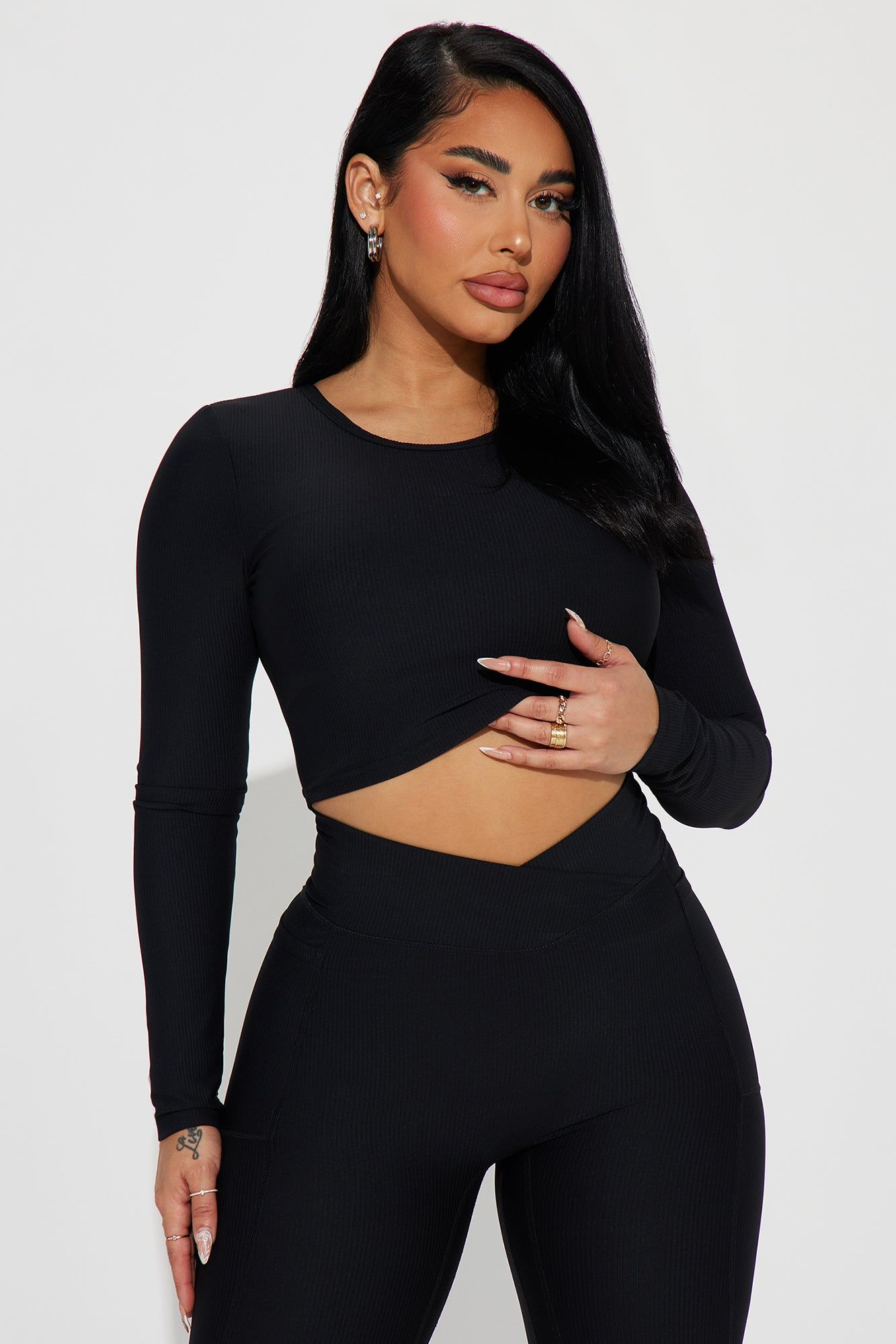 Set Goals Ribbed Active Set - Black sold by Fashion Nova product image thumbnail 2