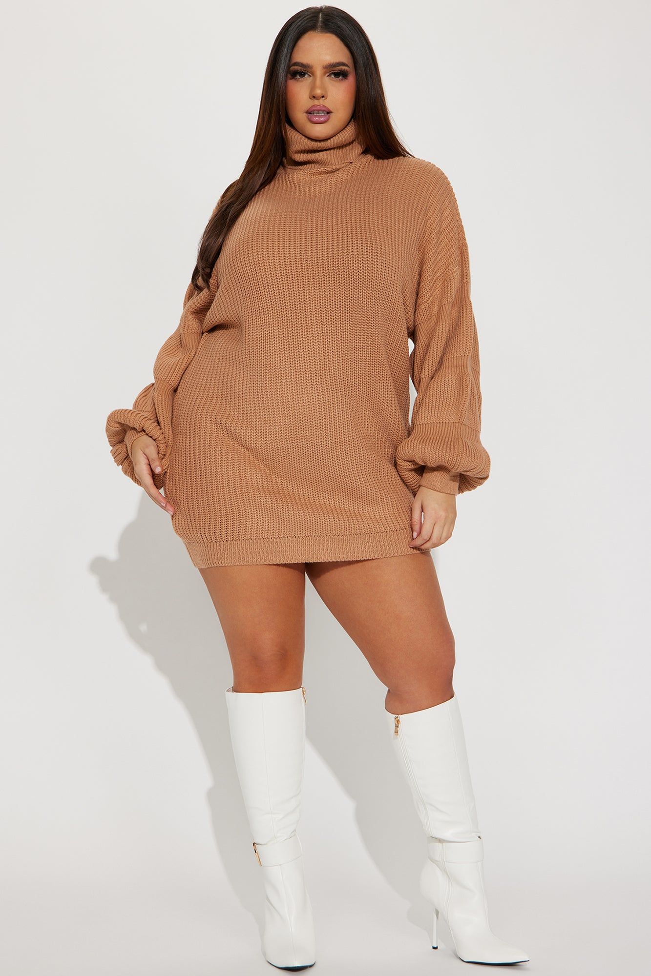 Harlie Sweater Mini Dress - Camel sold by Fashion Nova product image thumbnail 5