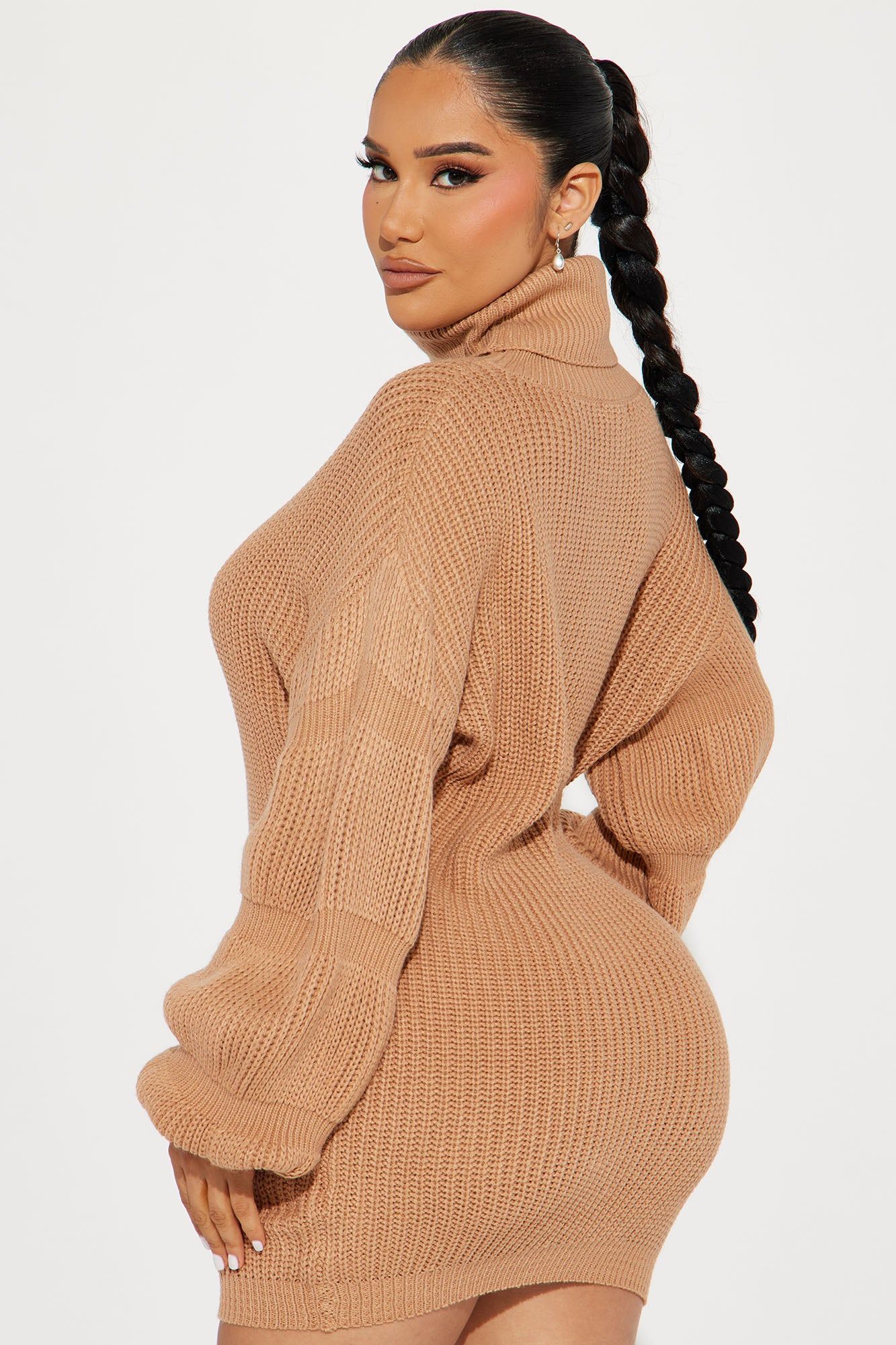 Harlie Sweater Mini Dress - Camel sold by Fashion Nova product image thumbnail 3