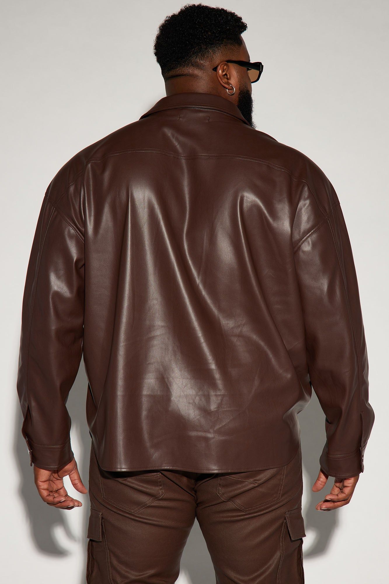 Covert Faux Leather Button Up Shirt - Dark Brown sold by Fashion Nova product image thumbnail 6