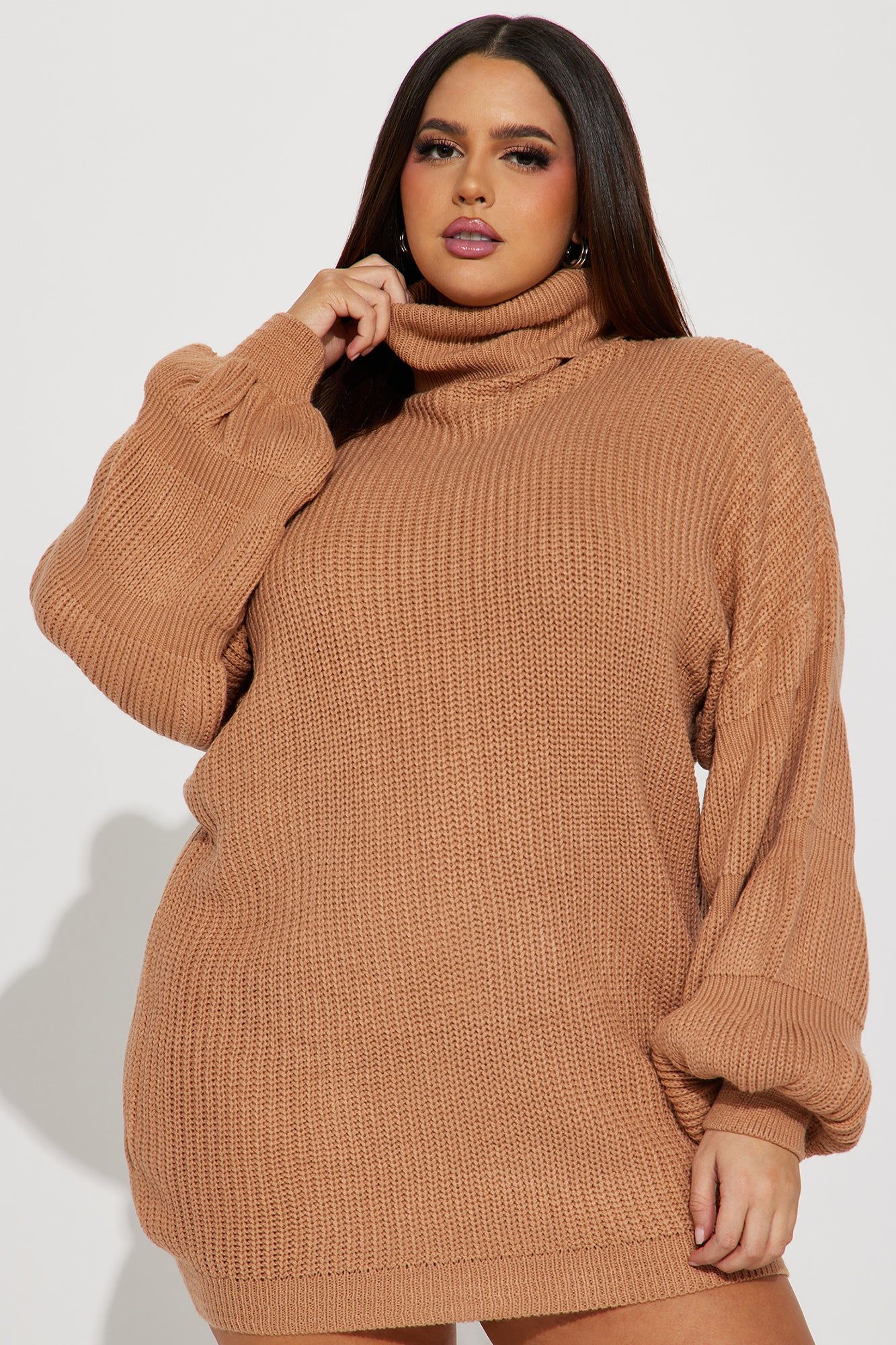 Harlie Sweater Mini Dress - Camel sold by Fashion Nova product image thumbnail 4