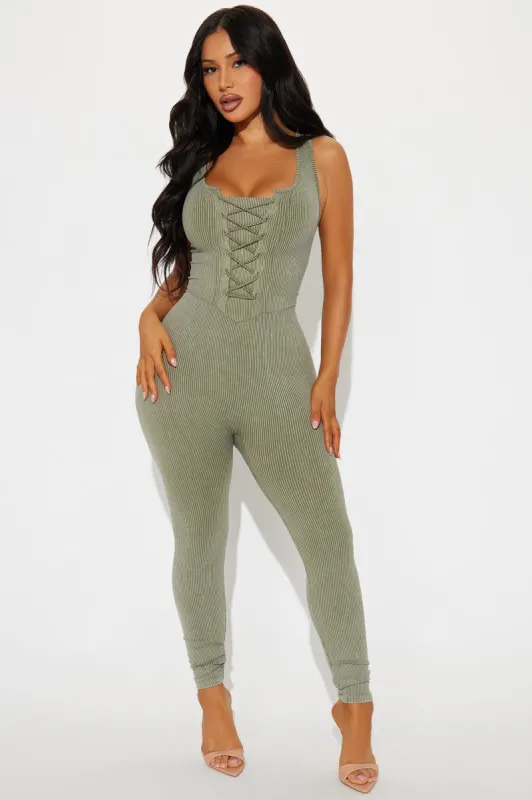 Let's Hang Out Seamless Jumpsuit - Olive sold by Fashion Nova