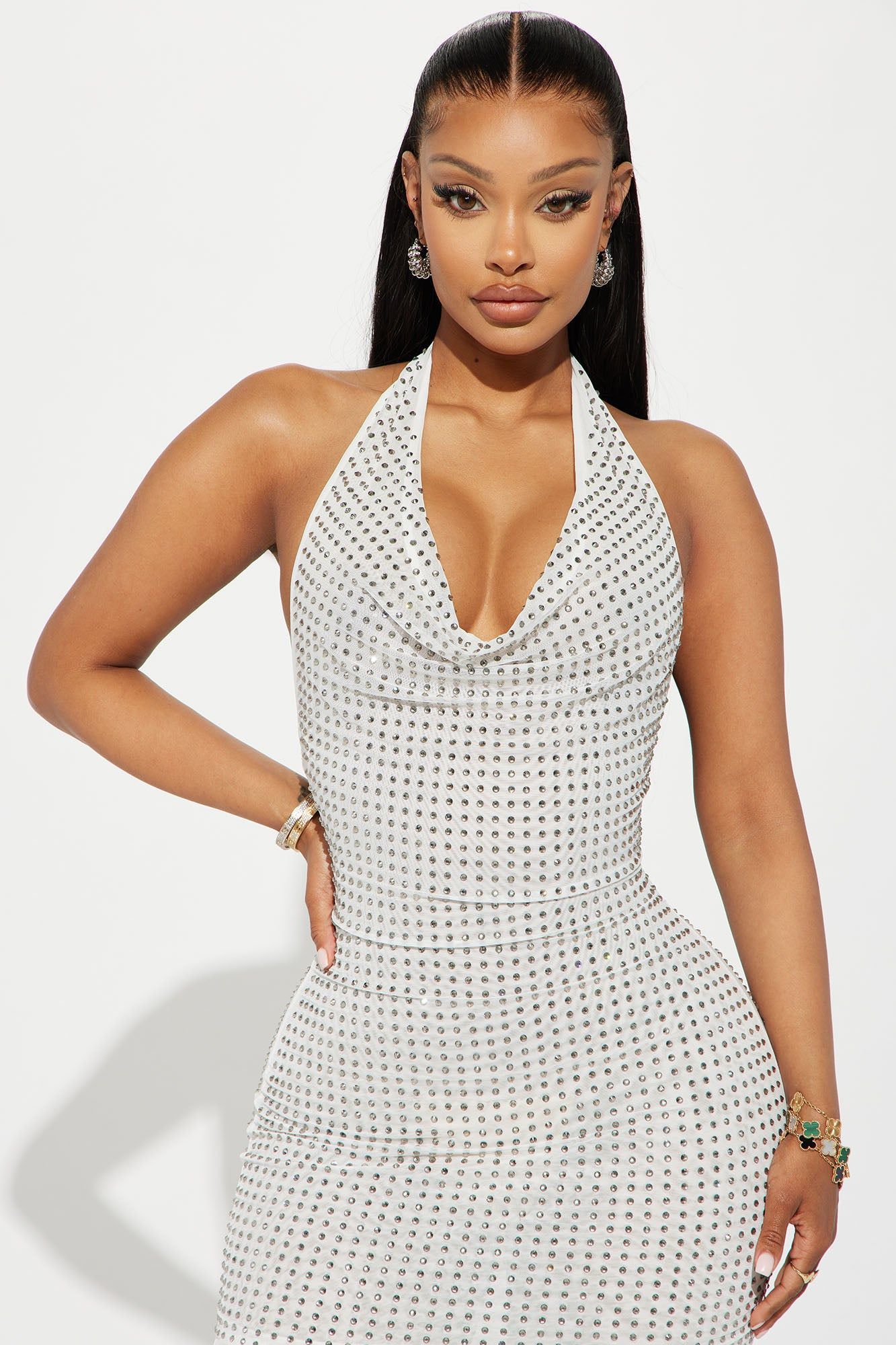 Patricia Rhinestone Mesh Mini Dress - Silver sold by Fashion Nova product image thumbnail 2