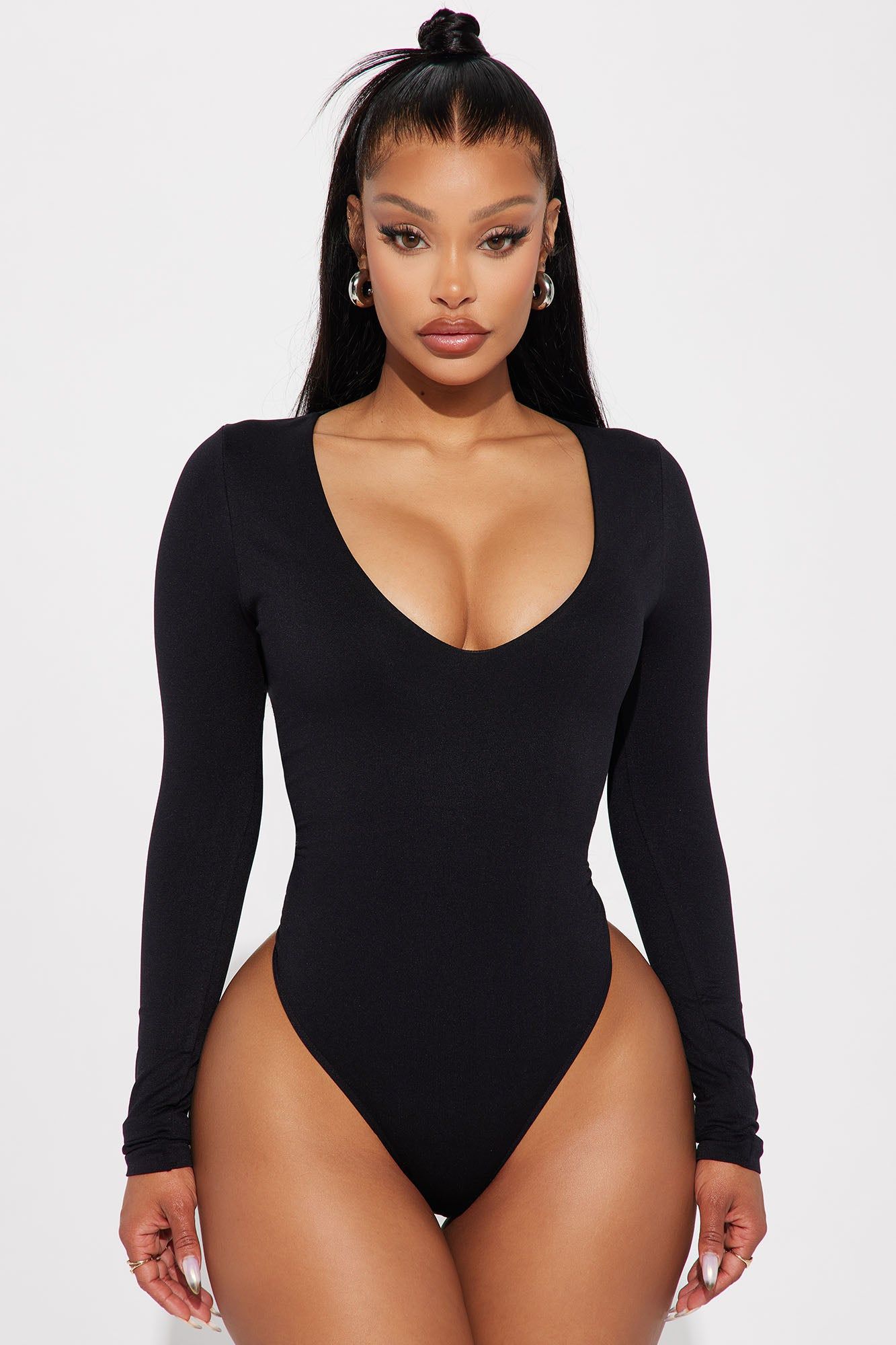 Next Level Plunge Bodysuit - Black sold by Fashion Nova