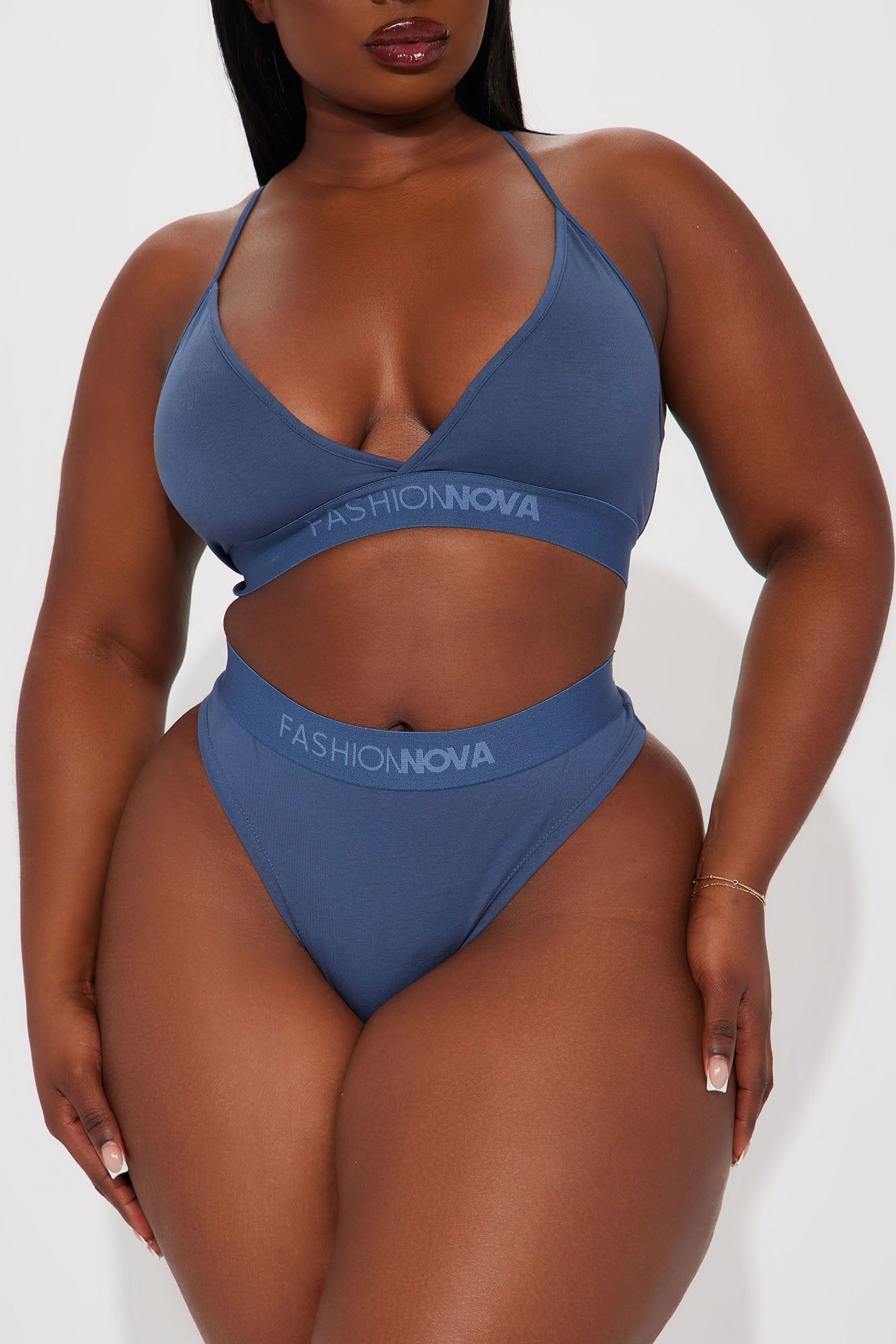 FN Mood Bralette And Thong Set - Slate Blue sold by Fashion Nova product image thumbnail 5