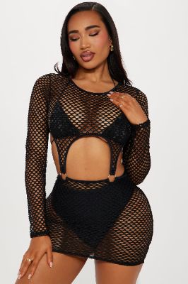 Tan Lines Cover Up Dress - Black sold by Fashion Nova
