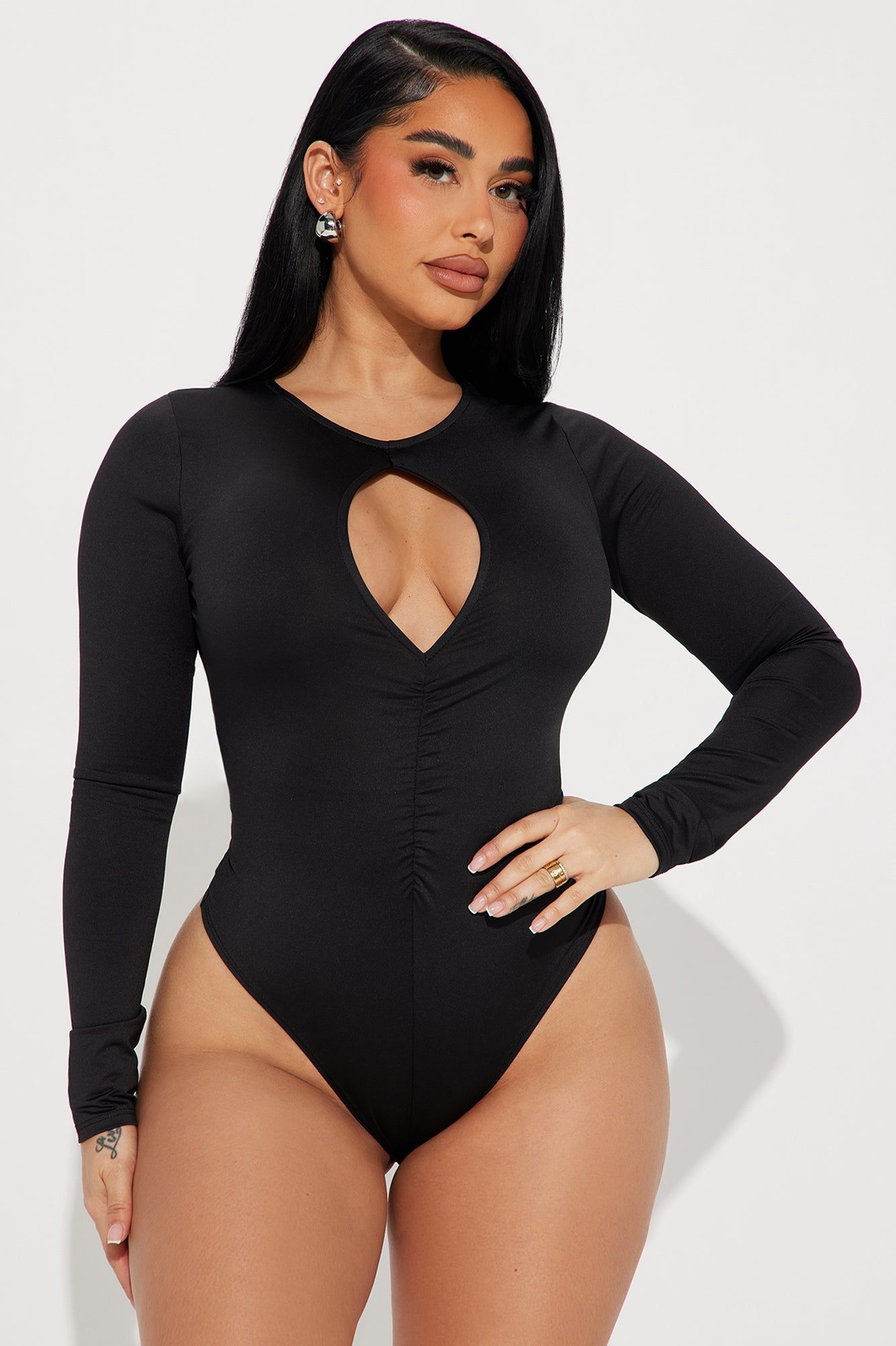 Stand Out Cut Out Bodysuit - Black sold by Fashion Nova