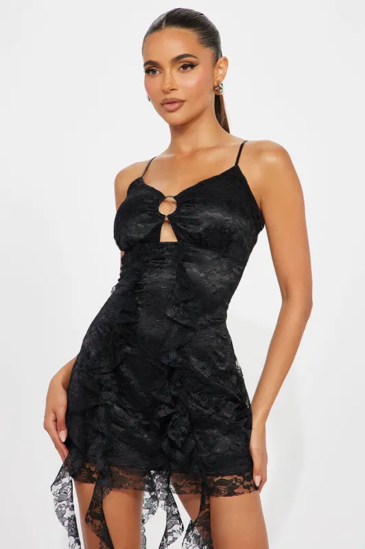 Black Swan Lace Mini Dress - Black sold by Fashion Nova